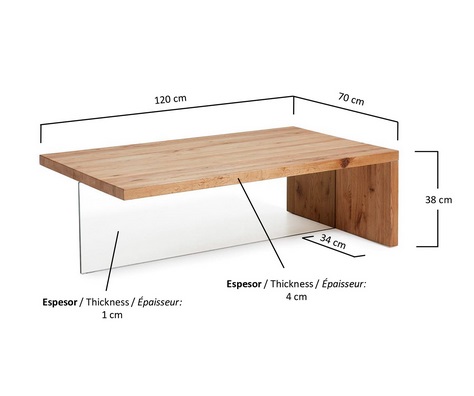 Mesa de centro air cristal roble 120x70