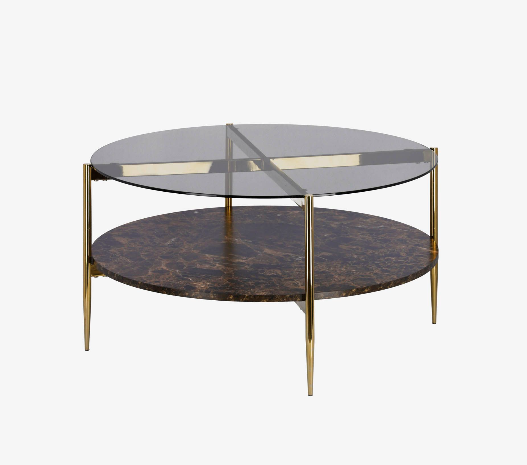 Mesa de centro Amanda de cristal y madera con efecto mármol 84 cm