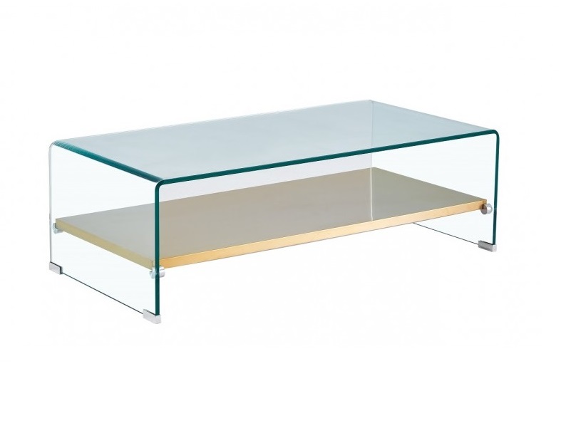 Mesa de centro gold cristal balda acero inox dorado 110x55