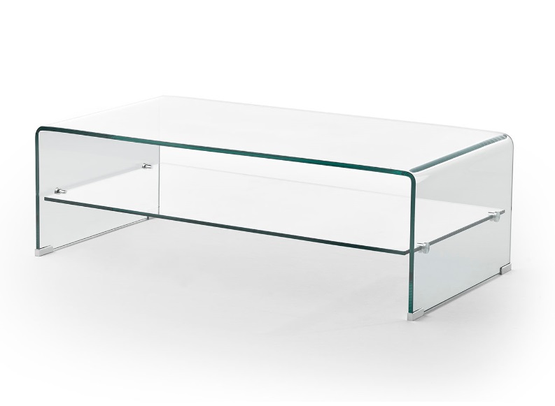 Mesa de centro cristal con balda 110x55