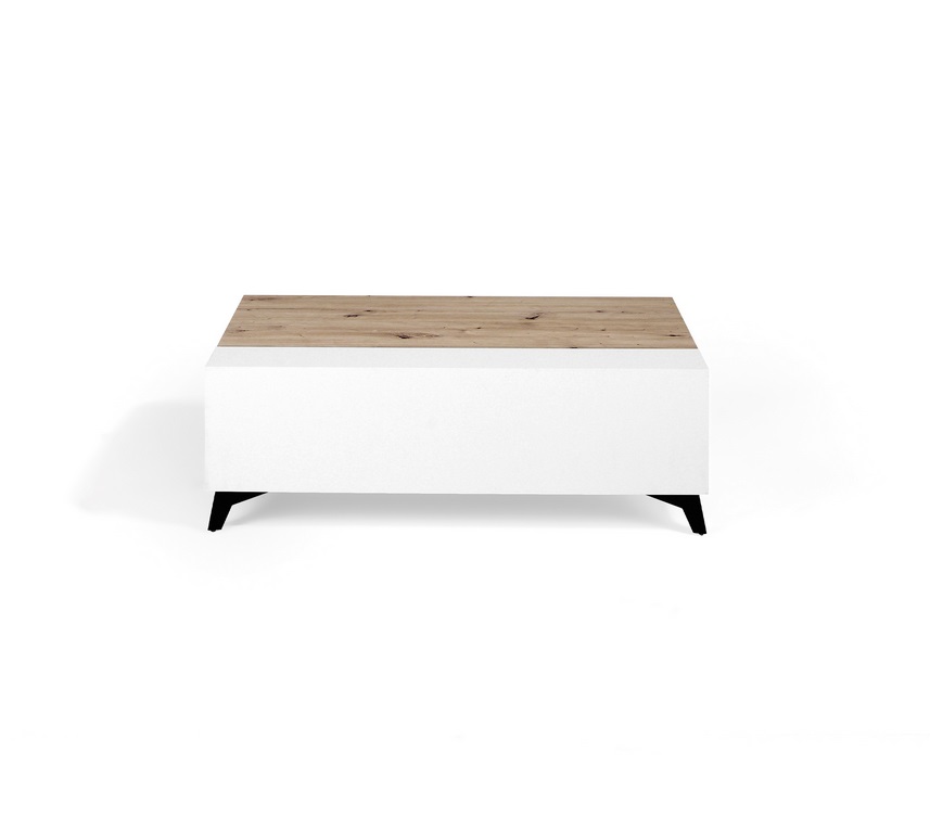 Mesa de centro elevable roble blanco polar Moritz 110x60