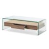 Mesa de centro nordica Sidney cristal bandeja roble 110x55