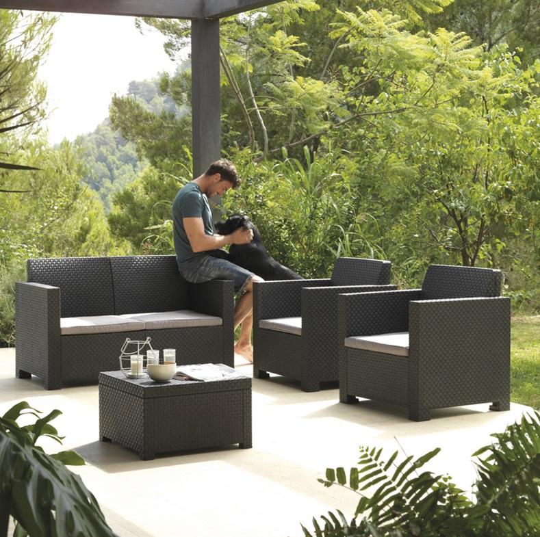 Set sofa terraza ratan antracita Reef