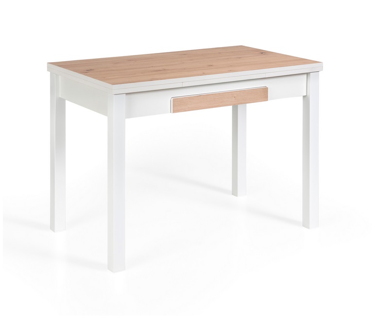 Mesa de cocina Bari blanco roble 100-160x60