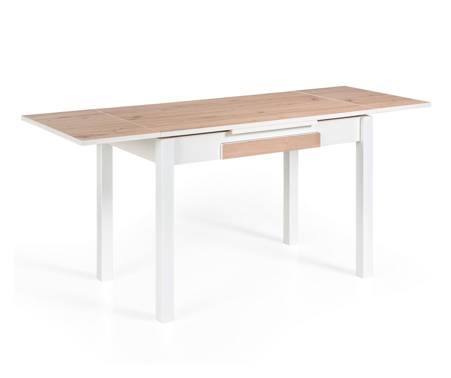 Mesa de cocina Bari blanco roble 100-160x60