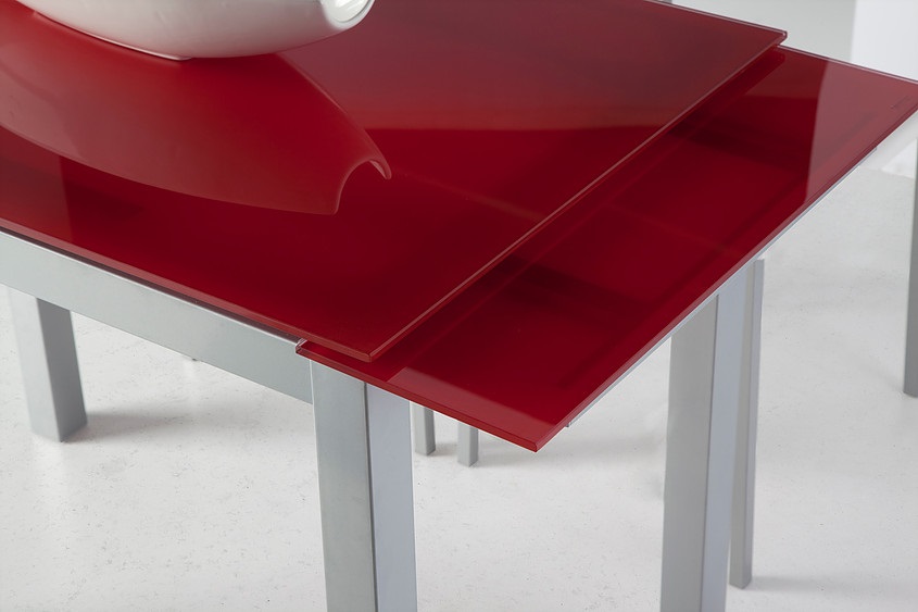 Mesa de cocina extensible Portugal cristal rojo