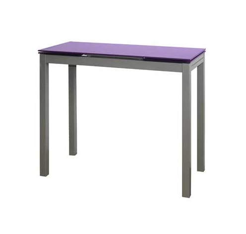 Conjunto de cocina mesa extensible Marboma cristal morado 2 sillas Faro