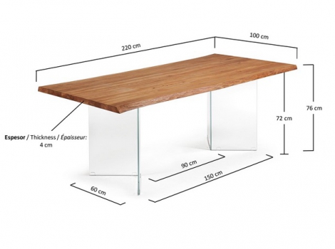 Mesa air roble 220x100