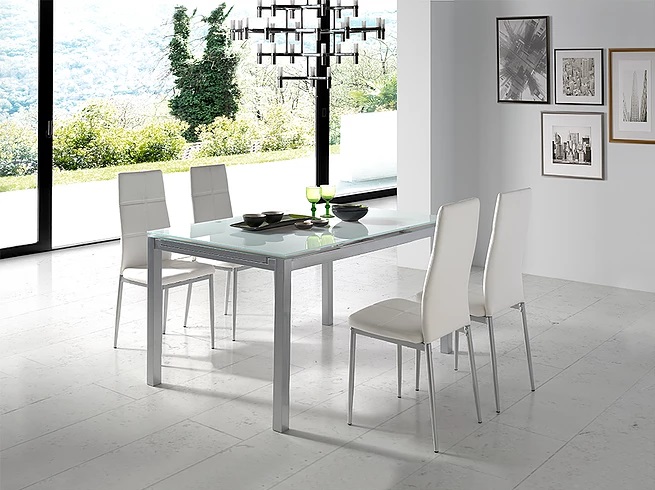 Silla de comedor Sara polipiel blanco