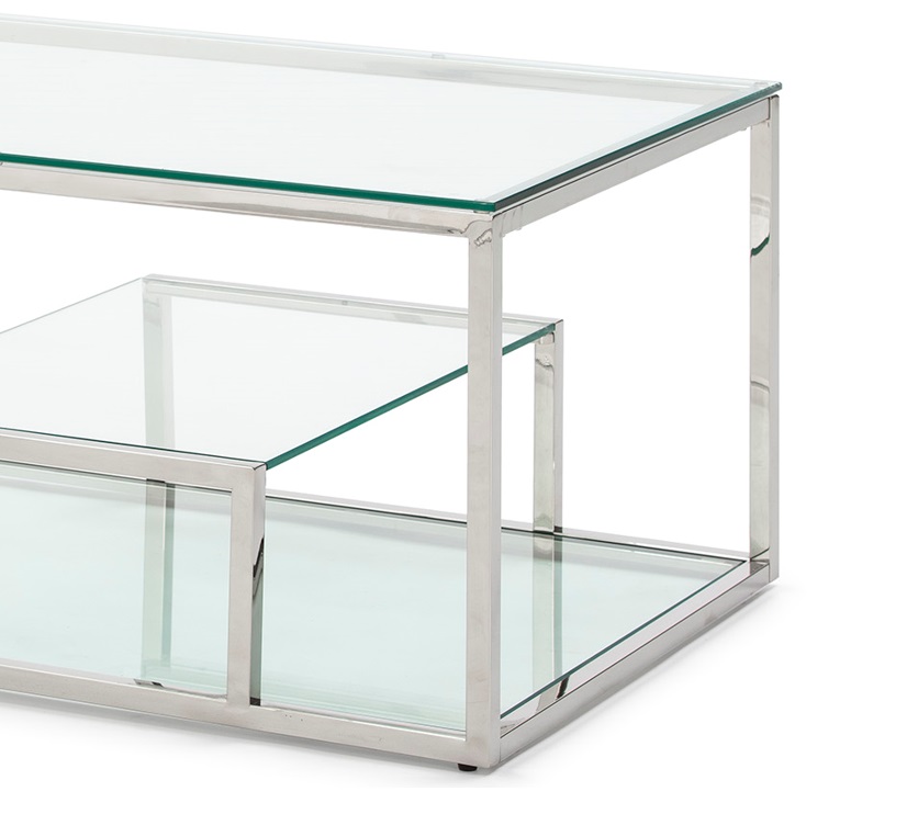 Mesa de centro acero inoxidable cristal 120x60 CT-65