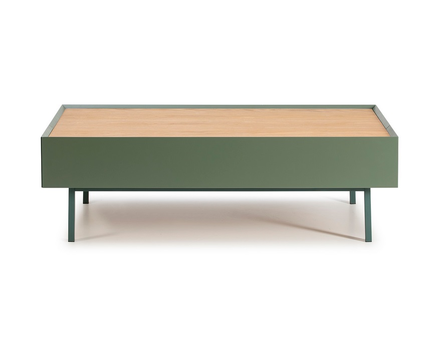 Mesa de centro Arista verde mate roble 110x60