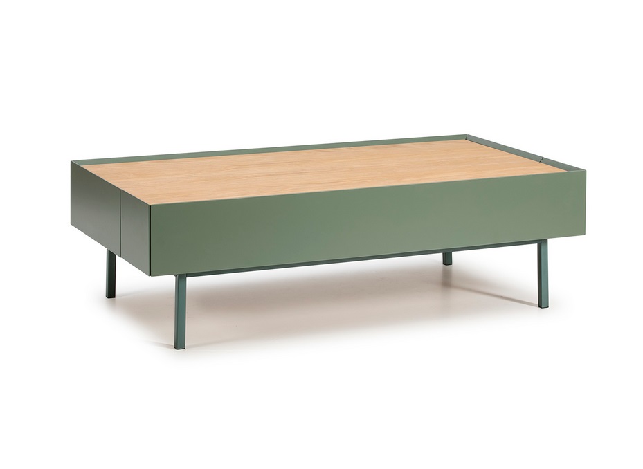 Mesa de centro Arista verde mate roble 110x60