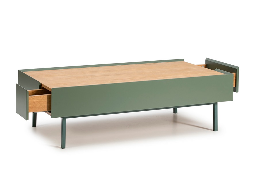 Mesa de centro Arista verde mate roble 110x60