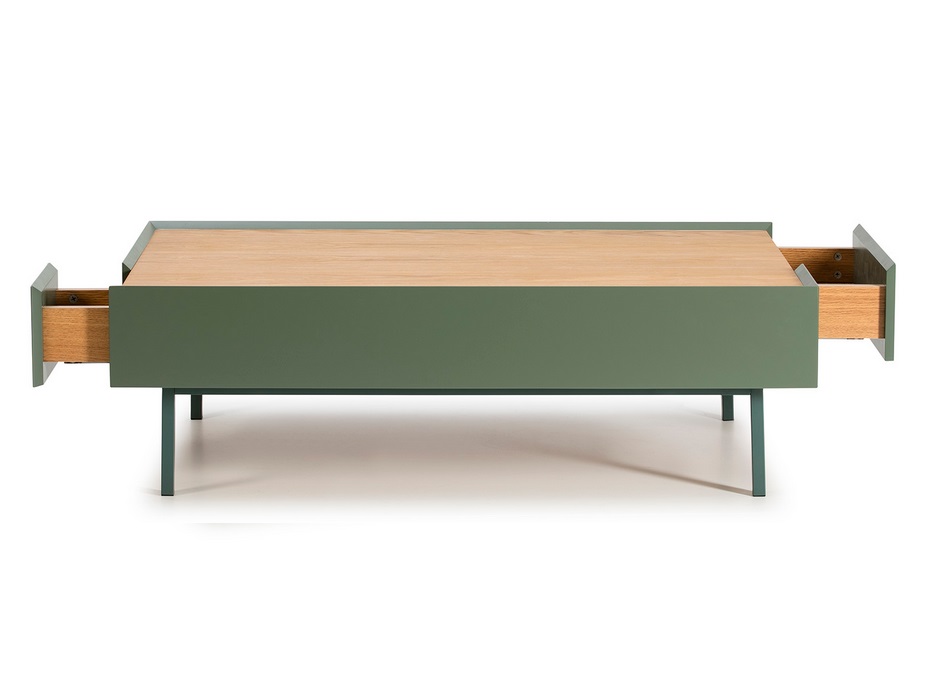 Mesa de centro Arista verde mate roble 110x60