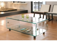 Mesa centro cristal con ruedas 120x60