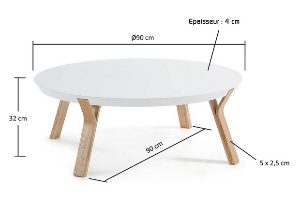 Mesa de centro nordic blanco fresno 90