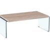 Mesa de centro Oslo cristal curvado madera 110x55