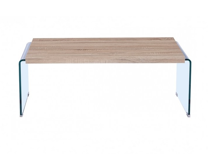 Mesa de centro Oslo cristal curvado madera 110x55