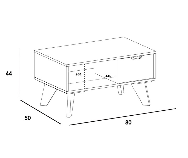 Mesa de centro roble claro cajon blanco 89x56 cm