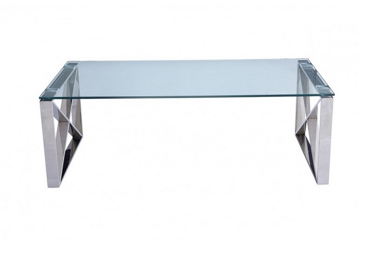 Mesa de centro acero inoxidable cristal Roma 120x60