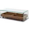 Mesa de centro Sidney cristal bandeja roble 110x55