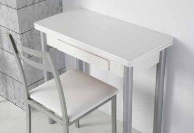 Mesa de cocina extensible Nisa MDF blanca 80x40-80 cm