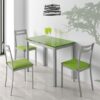 Conjunto de cocina mesa extensible cristal verde Mimes sillas oporto