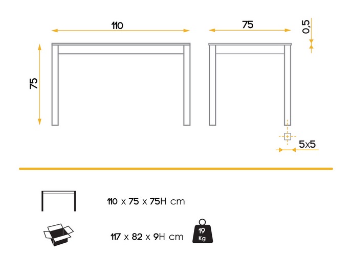 Mesa de cocina Tavira cristal blanco puro 110x75 cm