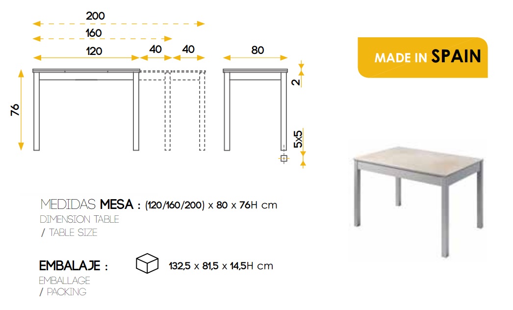 Conjunto de cocina mesa Borgo porcelanico Beige Moka