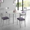 Conjunto de cocina mesa redonda extensible blanca con cuatro sillas