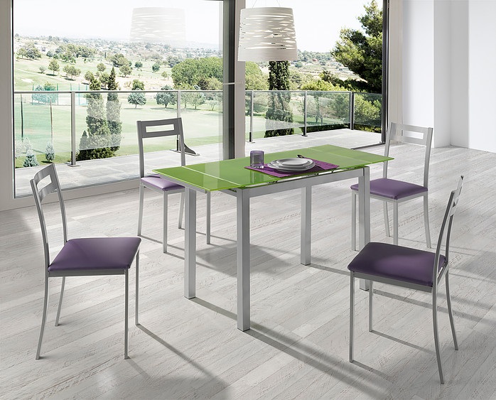 Mesa de cocina extensible Porto  cristal verde