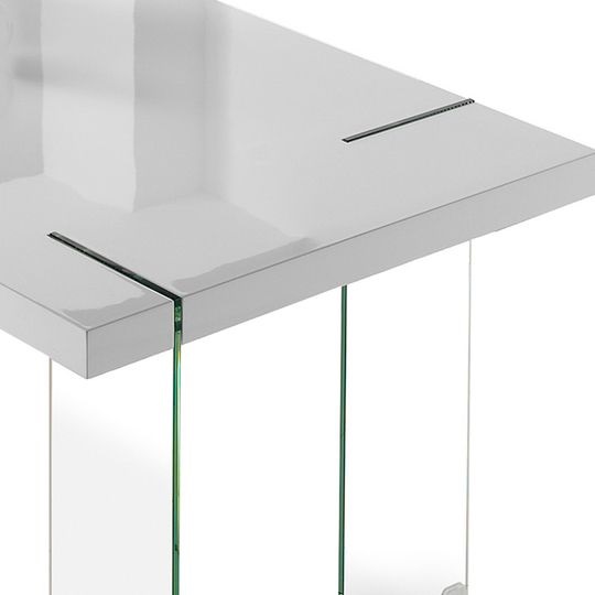 Conjunto de comedor mesa Grecia blanco brillo pie cristal sillas modernas