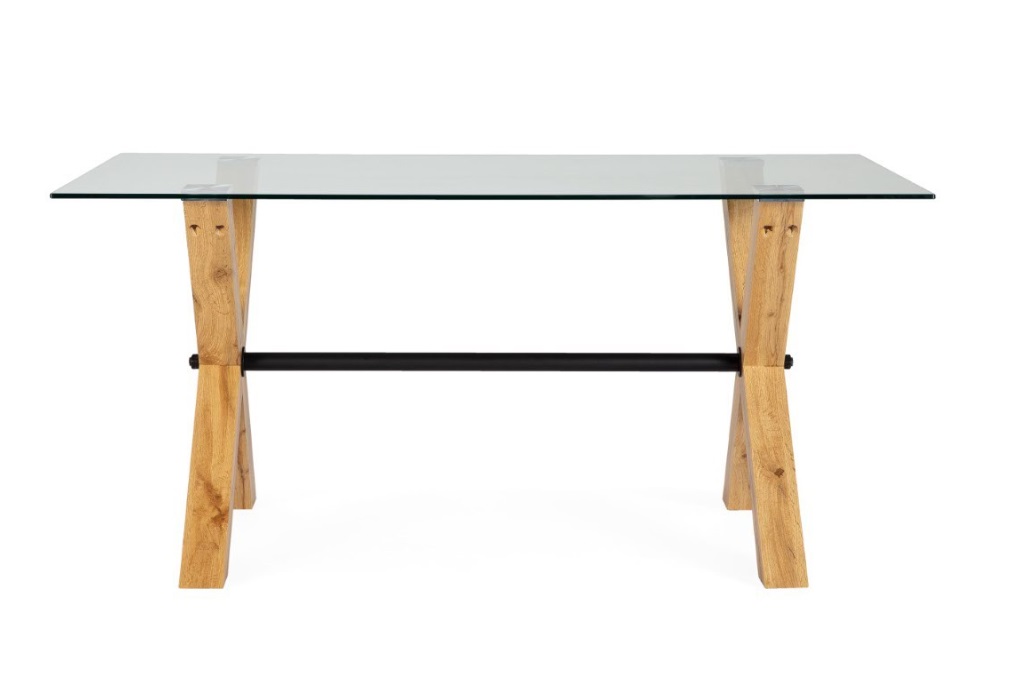 Mesa de comedor nordica cristal roble 160x90 DT-165