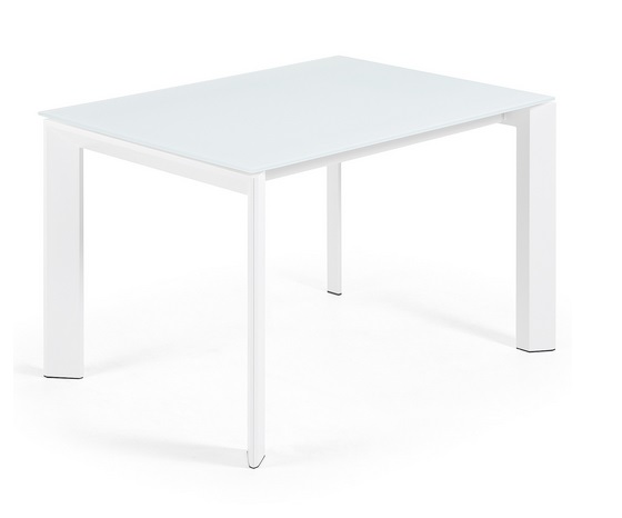 Mesa extensible lam cristal blanco 120-180x80