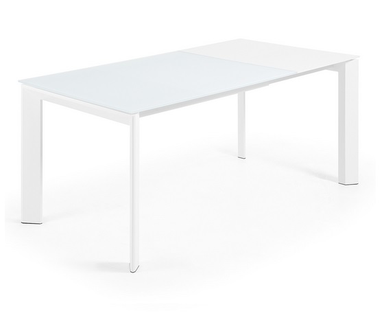 Mesa extensible lam cristal blanco 120-180x80