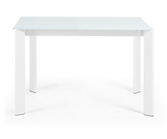 Mesa extensible lam cristal blanco 120-180x80