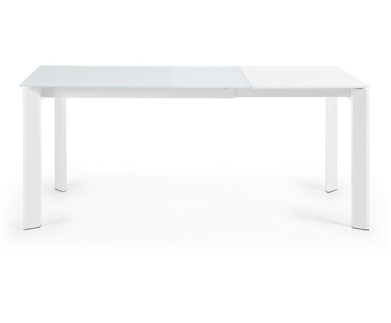 Mesa extensible lam cristal blanco 120-180x80