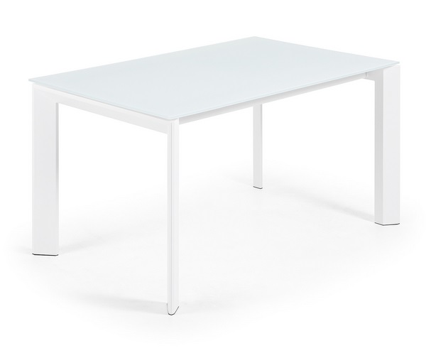 Mesa extensible lam cristal blanco 140-200x90