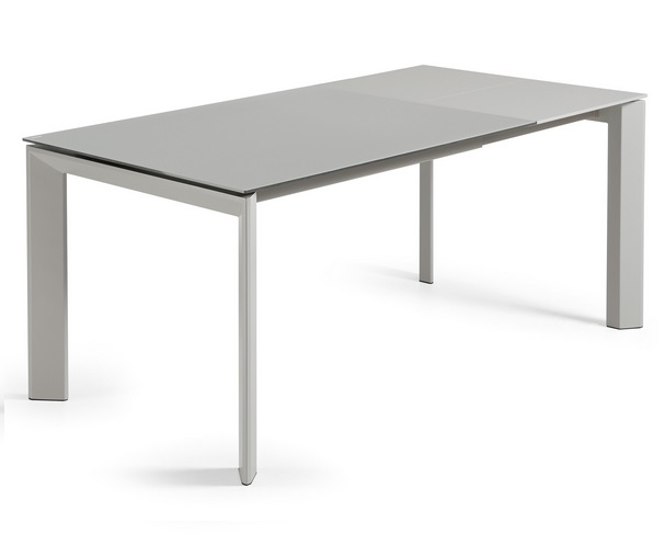 Mesa extensible lam cristal gris 120-180x80