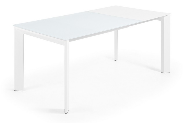 Mesa extensible cristal blanco Lam 120-180x80