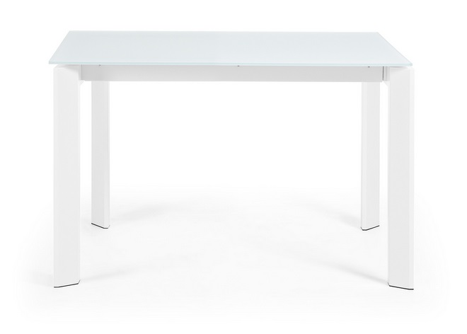 Mesa extensible cristal blanco Lam 120-180x80