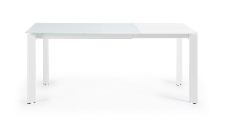 Mesa extensible cristal blanco Lam 120-180x80