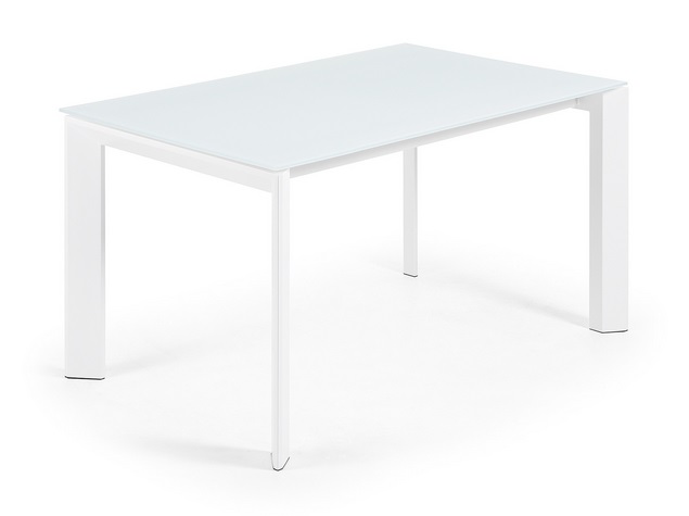 Mesa extensible cristal blanco Lam 140-200x90