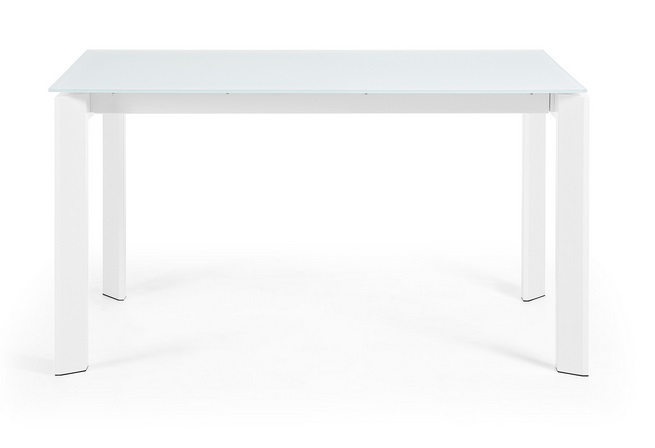 Mesa extensible cristal blanco Lam 140-200x90