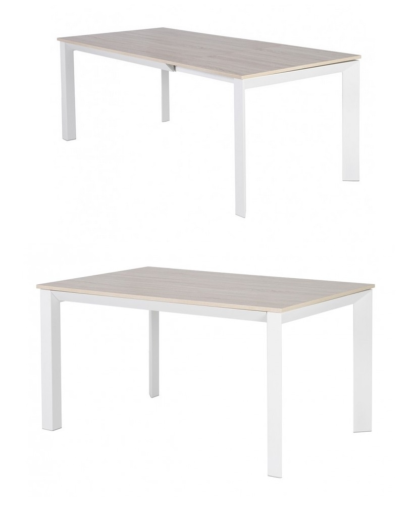 Mesa de comedor extensible robla acero blanco Malibu 140-200x90 cm