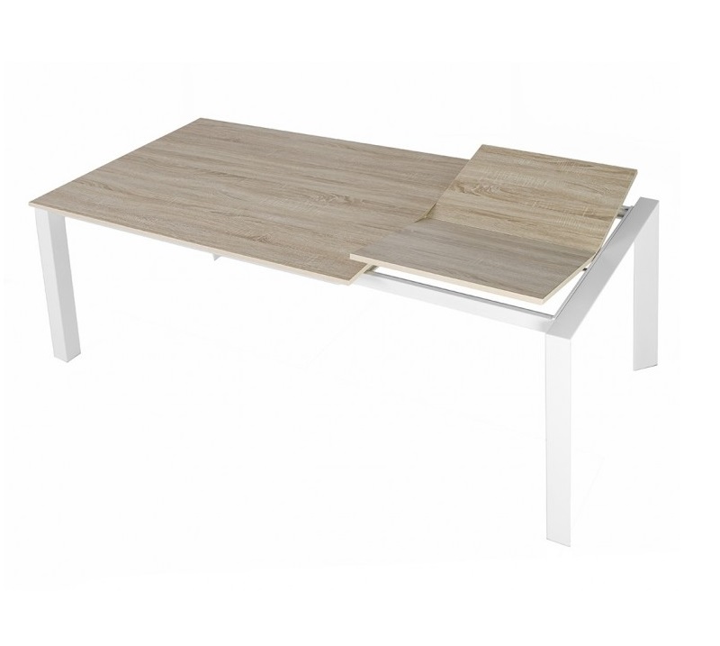 Mesa de comedor extensible robla acero blanco Malibu 140-200x90 cm