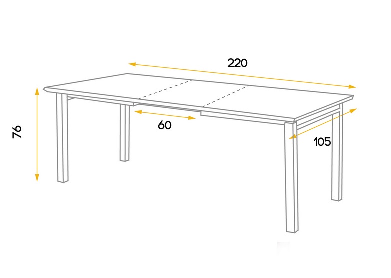 Mesa terraza exntensible wengue efecto madera Rio 160-220x105