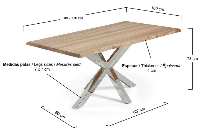 Mesa ikon Roble natural inox