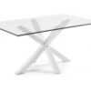 Mesa Ikon cristal acero blanco