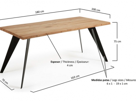 Mesa Key roble natural 180x100